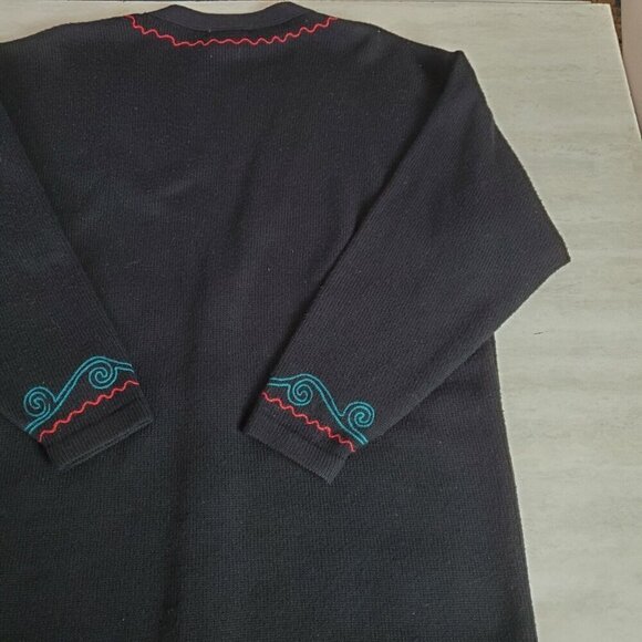 Vintage Hillary Paige‎ Cardigan Sweater Womens Large FlowersV-neck Art to wear - Picture 13 of 15